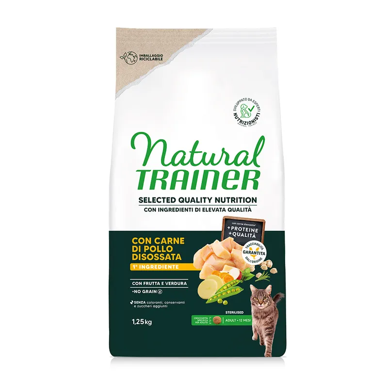 Natural Trainer Sterilised Pollo Grain Free 1,25kg - Gatto