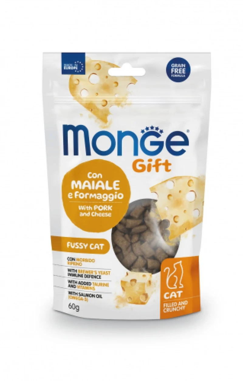 Monge Gift Gatto Appetito Difficile Con Maiale E Formaggio Filled And Crunchy 60 G