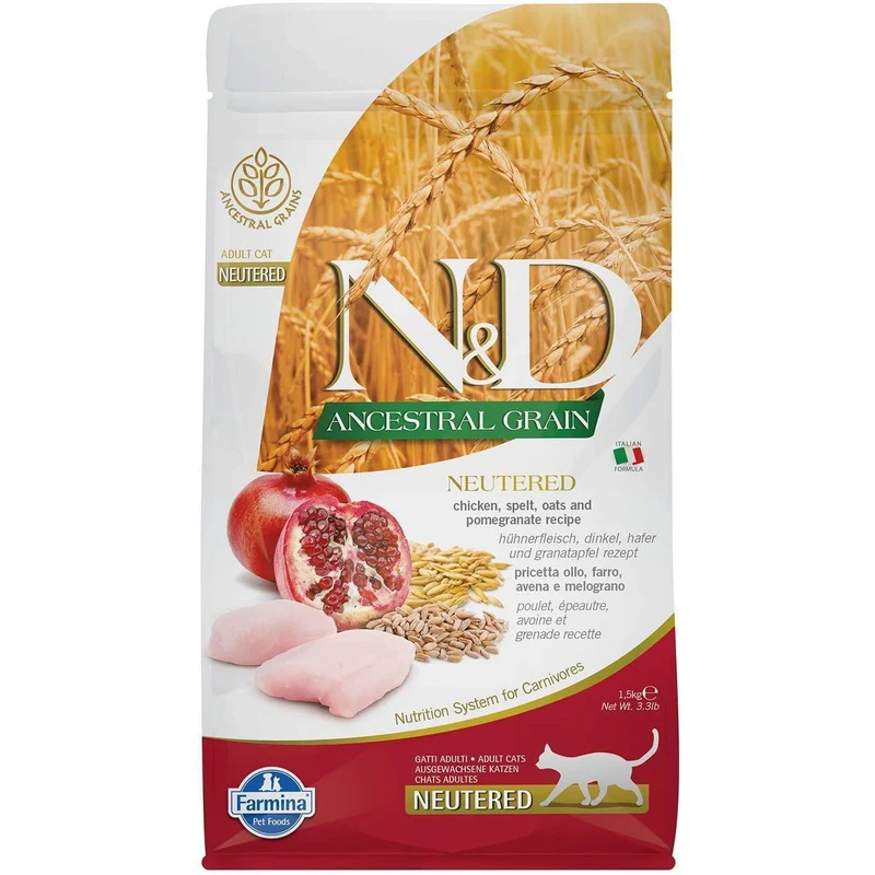 Farmina Nd Ancestral Grain Feline Chicken Pomegranate Neutered Gatto 1,5 Kg