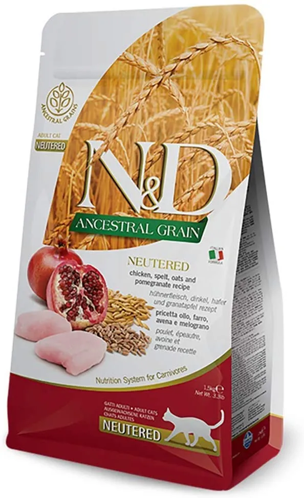 Farmina Nd Ancestral Grain Feline Chicken Pomegranate Neutered Gatto 1,5 Kg