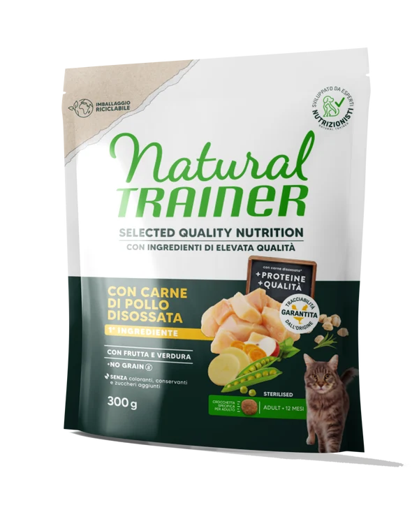 Natural Trainer Selected Quality Nutrition Adult Sterilised With Deboned Chicken Gatto 300 G (0,3 Kg)