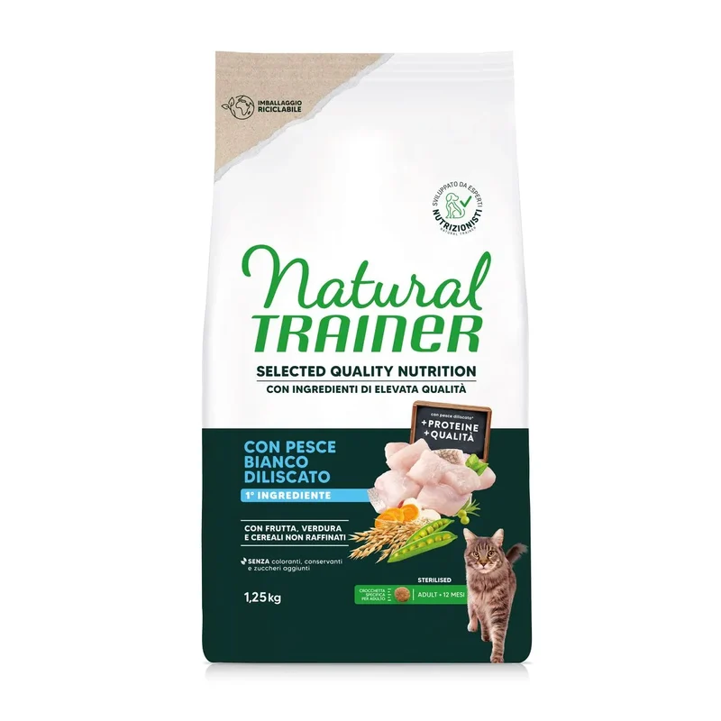 Natural Trainer Sterilised Pesce Bianco 1,25kg - Gatto