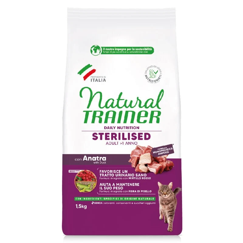 Natural Trainer Cat Sterilised Con Anatra 1 5kg