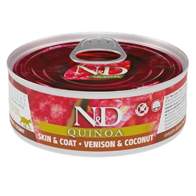FARMINA N&D Gatto Quinoa Skin&Coat - Cervo e Cocco 24x80gr