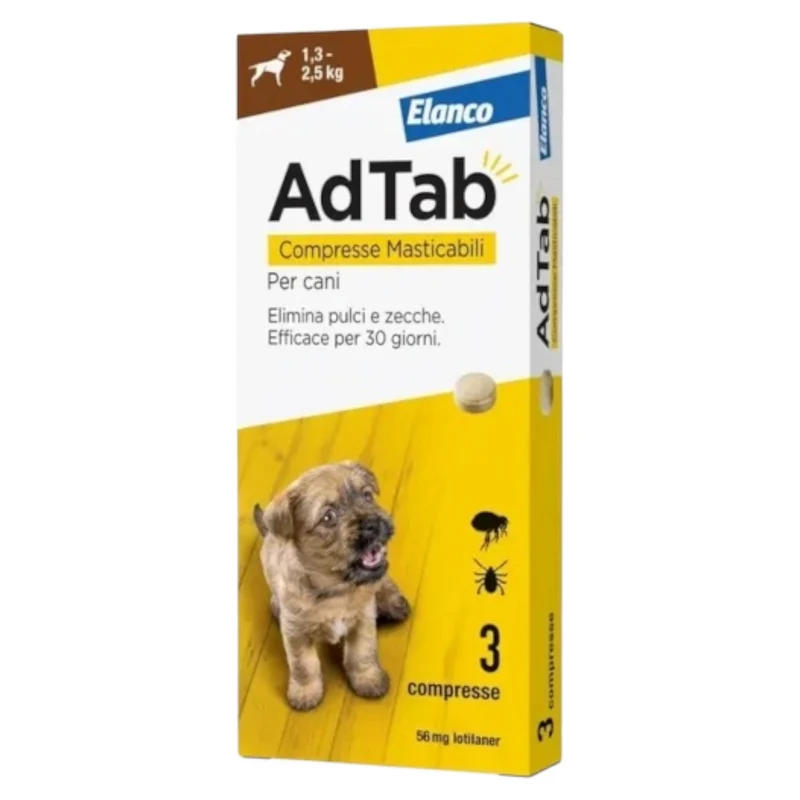 ELANCO AdTab Cani 1,3Kg / 2,5Kg - 3 cpr (56mg)