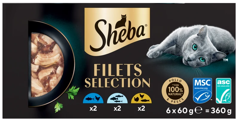 Sheba Filets Pesce Bianco Salmone E Tonno 6X60G