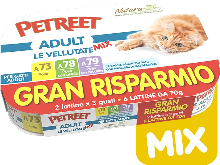 6x70gr Petreet Vellutate Multipack Pollo Mix Gatto