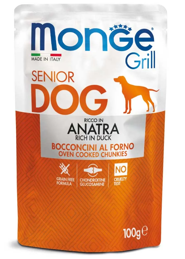 Monge Grill Senior Bocconcini Ricco in Anatra 100g