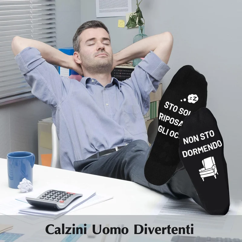 AONVEKI Calzini Uomo Divertenti 43-46, Regalo Natale e Compleanno per Papà, Nonno, Lui, Fidanzato