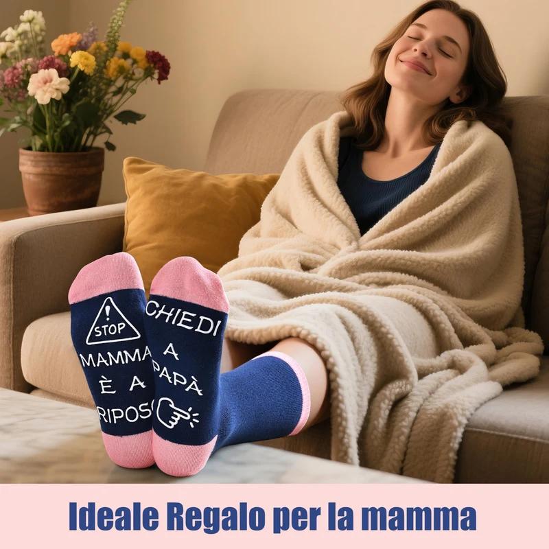 Moyel Regalo Mamma Natale Calzini Divertenti Donne 39-42 Regali per Mamma Compleanno Dai Figli e Figlia Idee Regalo Donna Compleanno Amica Regalo per Donna Festa Della Mamma Idee Regali