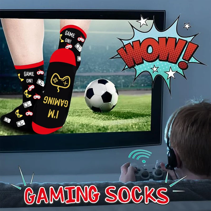 CYBIONE Calzini Da Gioco Divertenti Do Not DISTURB, I‘M GAMING’ in Cotone di Lusso - Regalo Perfetto per Adolescenti, Uomini, Natale - Taglia Unica EU 39-45 (Rosso)