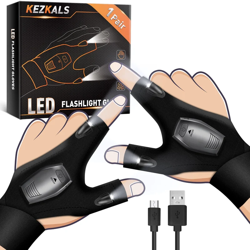 KEZKALS Regalo para Hombre Mujer, Guantes Con Luz LED, Ideas Regalo Hombre Mujer Original, Regalo dia del Padre Madre, Regalo San Valentín Hombre, Regalo Hombre Navidad