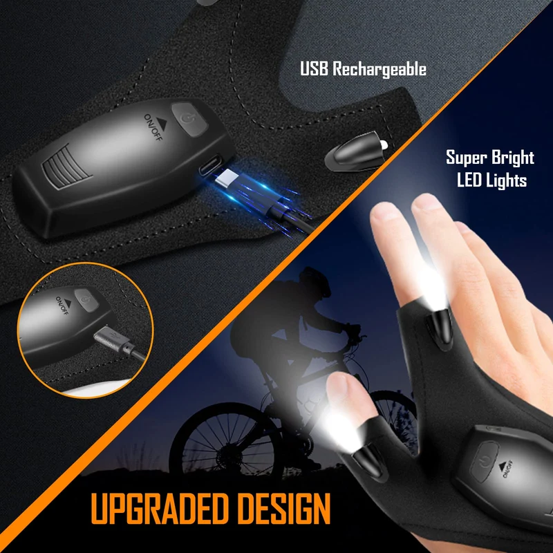 KEZKALS Regalo para Hombre Mujer, Guantes Con Luz LED, Ideas Regalo Hombre Mujer Original, Regalo dia del Padre Madre, Regalo San Valentín Hombre, Regalo Hombre Navidad