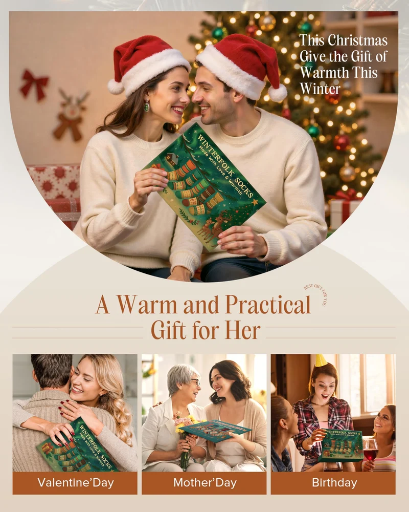 Regalo Natale Calze Termiche Donna: Regali di Natale per Lei Originali Utili Accessori Regalini Natalizi per Mamma Famiglia Colleghe Amiche Anziana, Calze Calde Donna Invernali Termiche Lana Imbottite