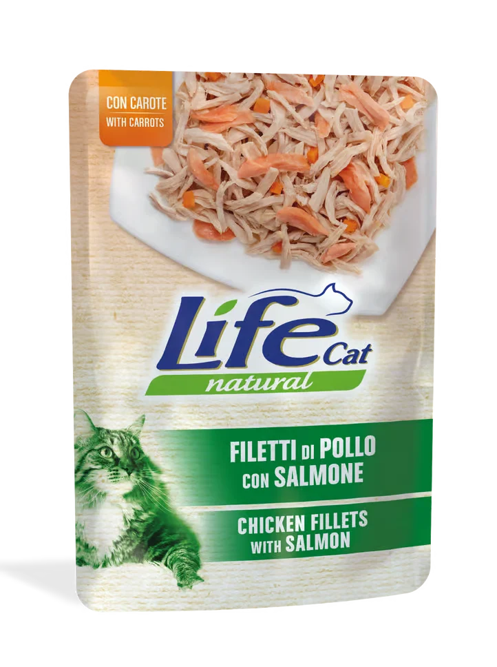 Life Umido Gatto Natural Pollo Salmone Carote 70gr