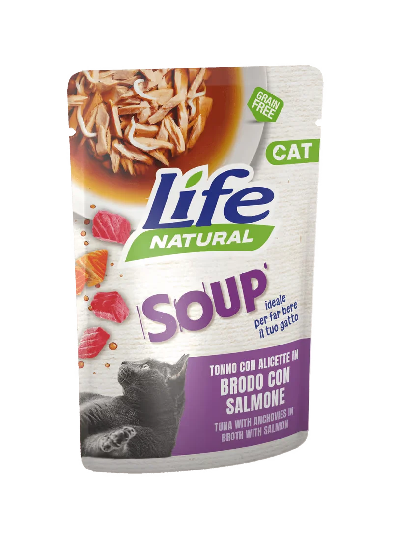 Life Umido Gatto Soup Tonno Alicette in Brodo con Salmone 60gr