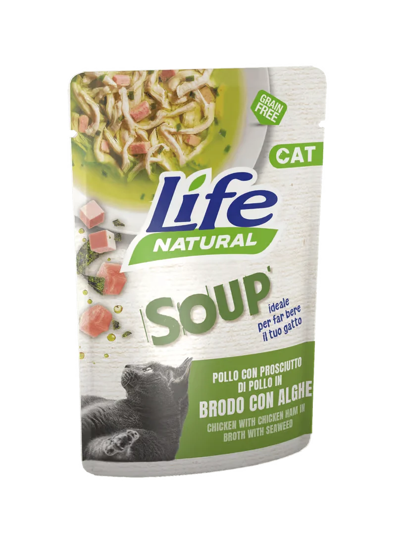 Life Umido Gatto Soup Pollo Prosciutto in Brodo di Alghe 60gr