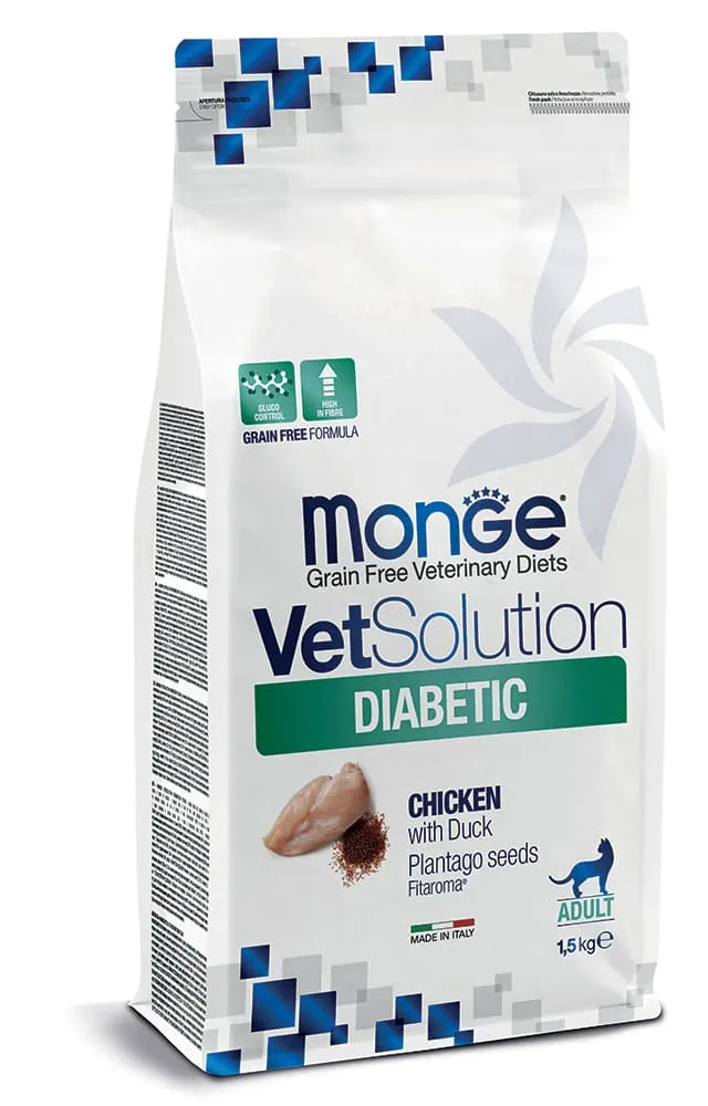 3x1,5kg Monge VetSolution Diabetic Crocchette Dietetiche Gatto