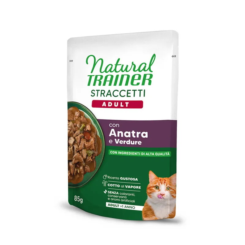 Natural Trainer Gatto Straccetti con Anatra 85gr