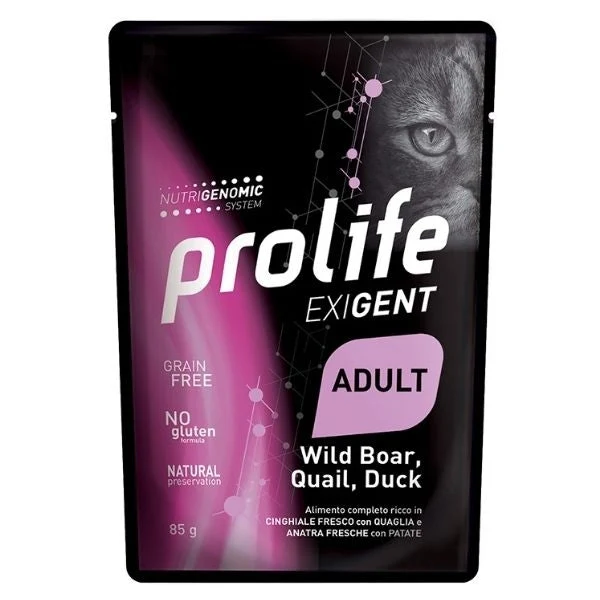 Prolife Cat Wet Exigent Adult Wild Boar Quail Duck 85 G