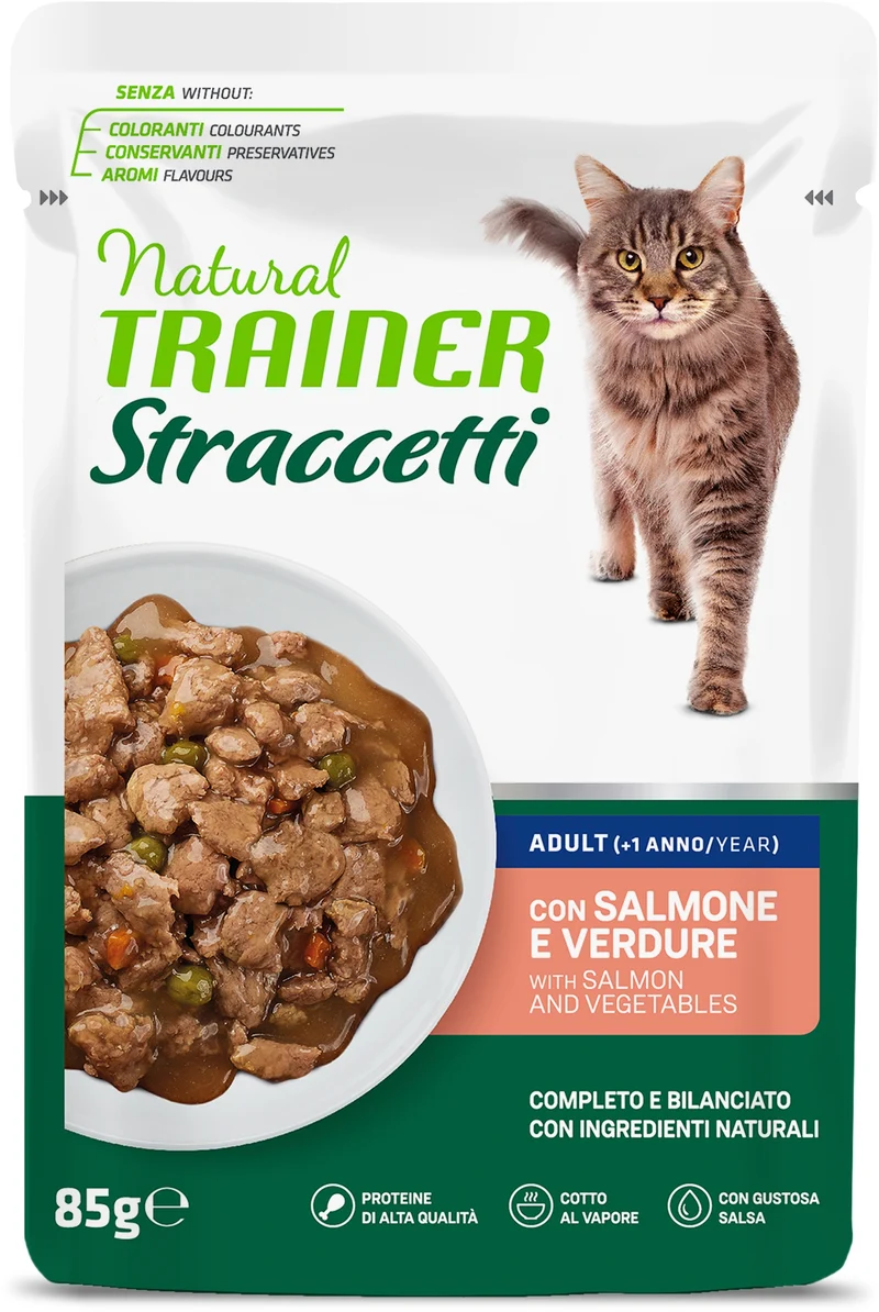 Natural Trainer Straccetti Adult Salmone Gatto 85g