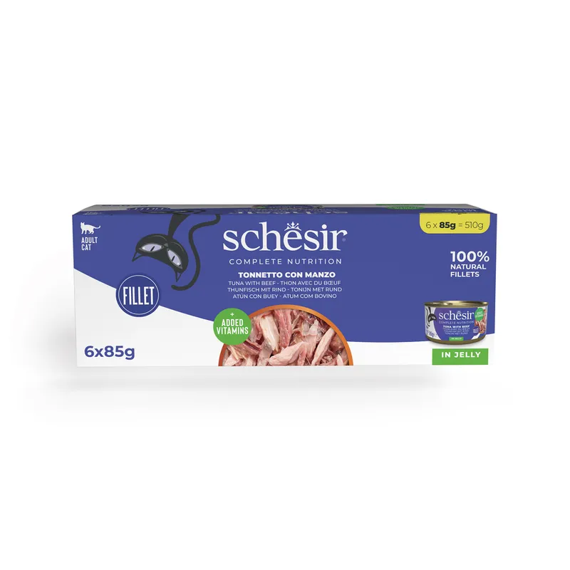 Schesir Complete Nutrition Filetti In Brodo Tonnetto Con Manzo Gatto 6 X 85 G