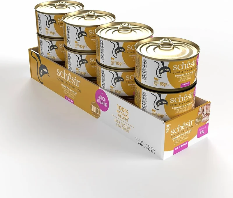 Schesir Tonnetto E Pollo Con Riso In Brodo Gatto 6 X 85 G (510 G Totali)