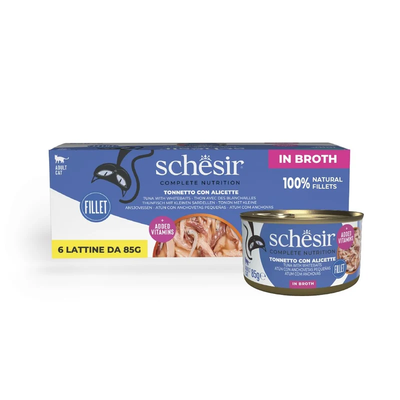 Schesir Complete Nutrition Filetti In Brodo Tonnetto Con Alicette Gatto 6 X 85 G