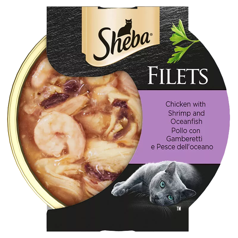 16x60g Sheba Filets Di Pollo Con Gamberetti E Pesce Dell' Oceano