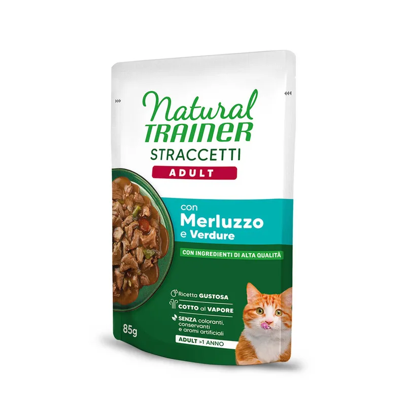 Natural Trainer Gatto Straccetti con Merluzzo 85gr