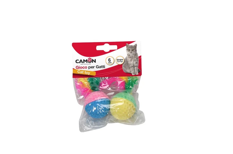 CAMON Palline Colorate Spugna con Piume Gatti 6cm