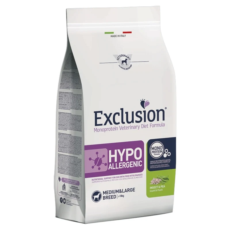 EXCLUSION Cane Hypoallergenic Medium&Large Insetti e Piselli 12Kg