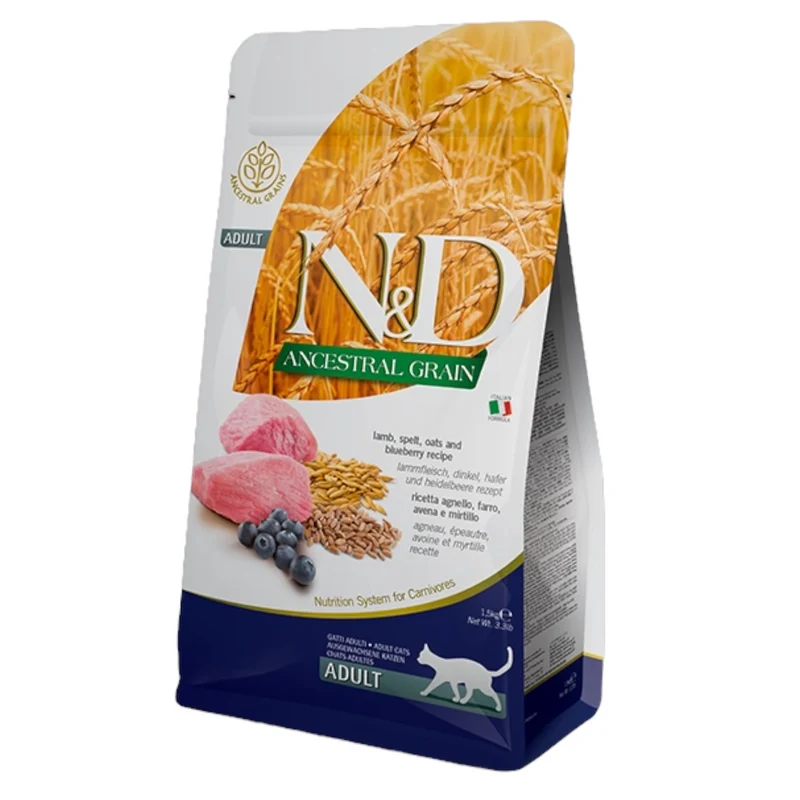 FARMINA N&D Gatto Ancestral Adult - Agnello, Farro, Avena e Mirtillo 300gr
