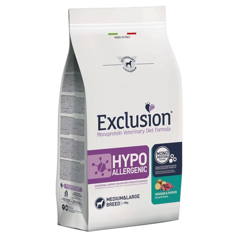 EXCLUSION Cane Hypoallergenic Medium&Large Breed Cervo e Patate Adult 2Kg