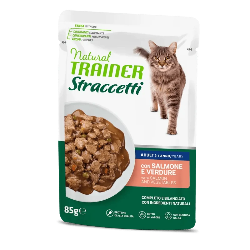 Natural Trainer Gatto Adult Straccetti con Salmone 85gr
