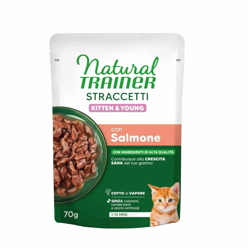 Natural Trainer Cat Kitten&Young Straccetti Salmone 70gr