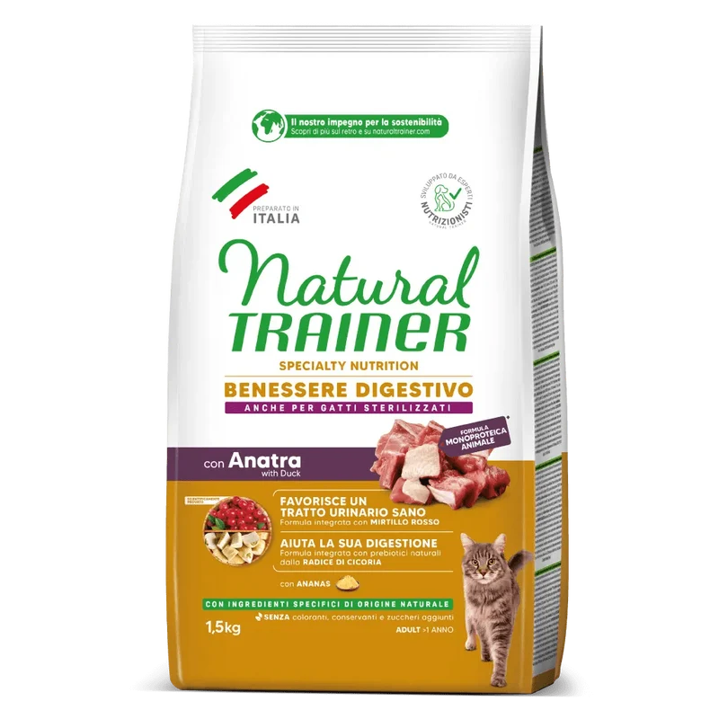 Natural Trainer Cat Benessere Digestivo con Anatra 1,5kg