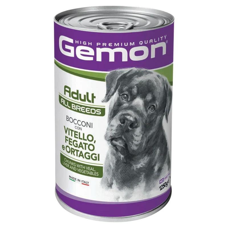 GEMON Cane All Breeds Adult Bocconi con Vitello, Fegato e Ortaggi 1,250Kg