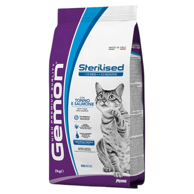 GEMON Gatto Sterilised con Tonno e Salmone 2Kg