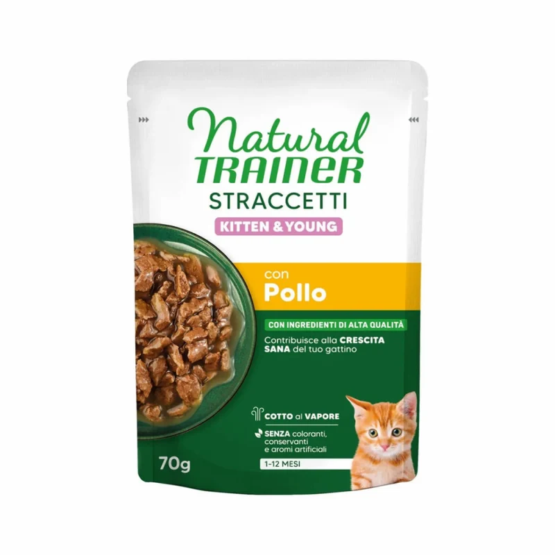 Natural Trainer Cat Kitten&Young Straccetti Pollo 70gr Busta