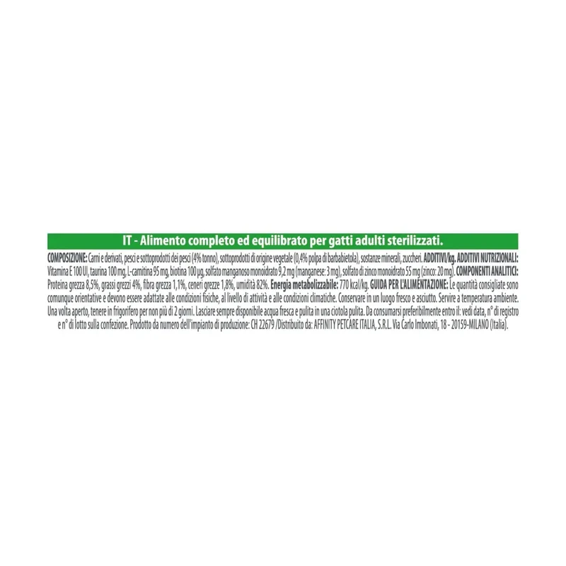 Natural Trainer Straccetti Sterilised Tonno 85g - Gatto Adulto