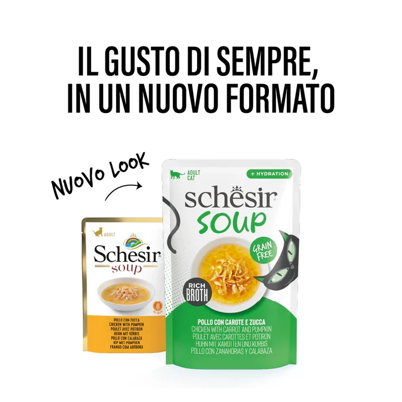 Schesir Soup Pollo Zucca in Zuppa 40g - Alimento Complementare Gatti