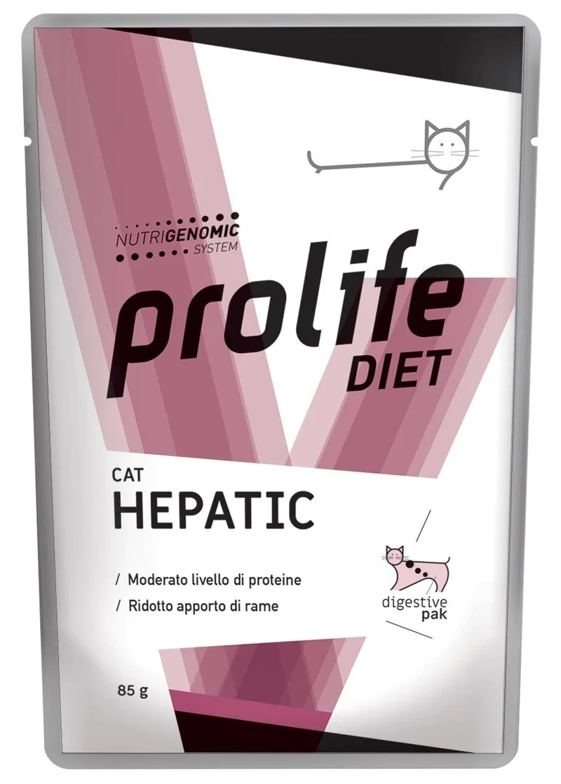 48x85g Prolife Diet Cat Hepatic Gatto Funzione Epatica