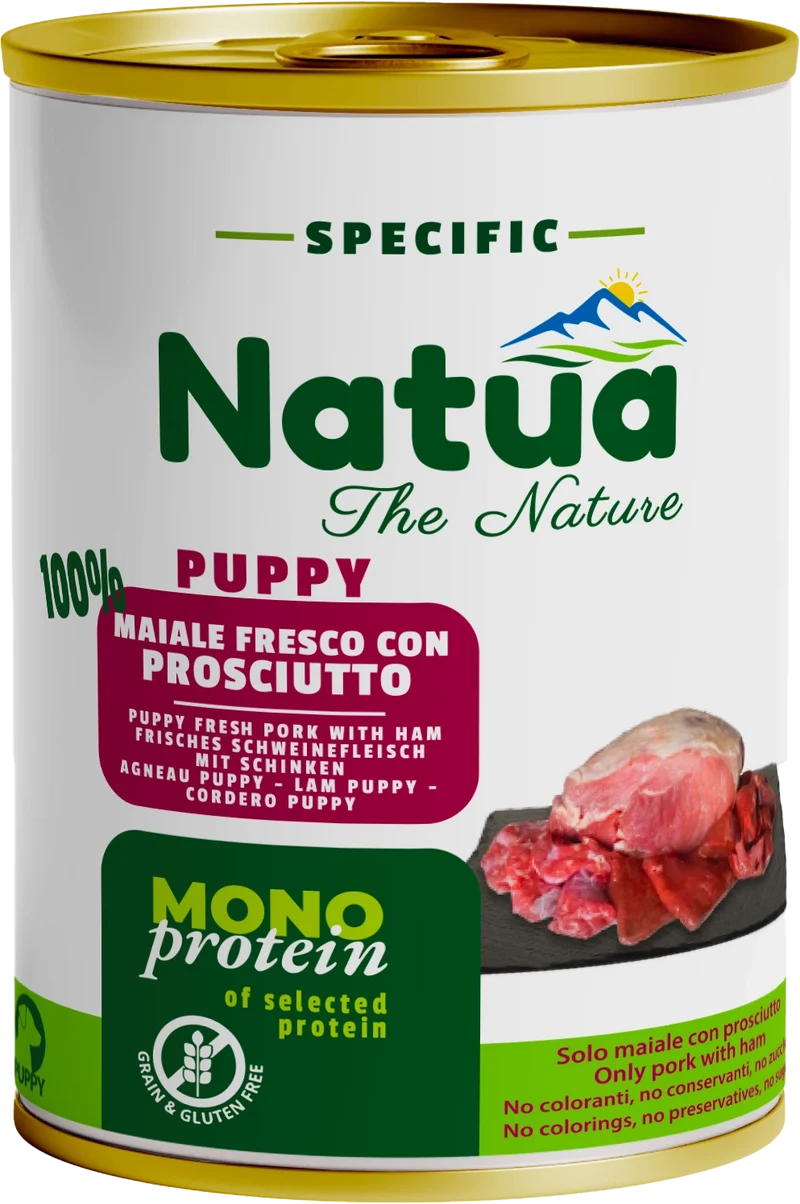 Natua Dog Puppy Prosciutto 400g Lattina