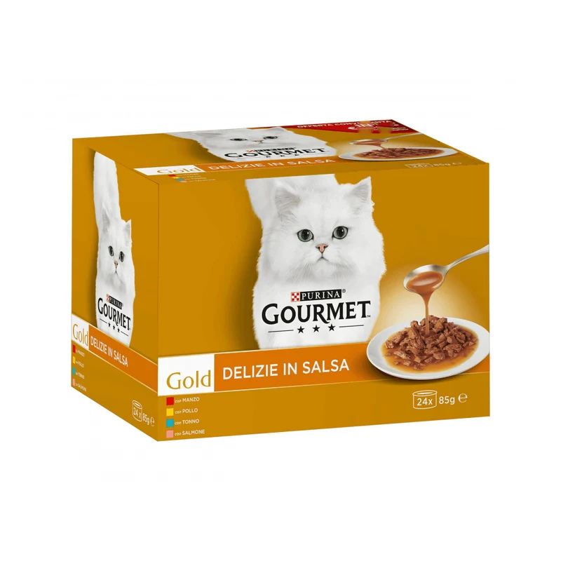 Gourmet Gold Delizie in Salsa Manzo Tonno Pollo Salmone 24x85g