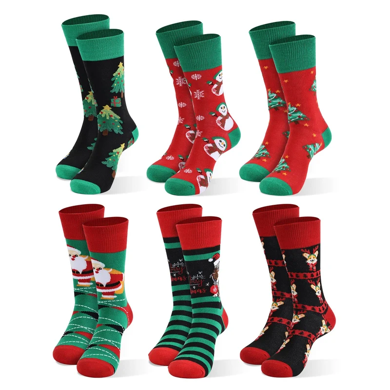 Moonlight Manor Calze di Natale per gli uomini, 6 Pack Mens Calze di Natale, Calze di Natale IT Taglia 37-46