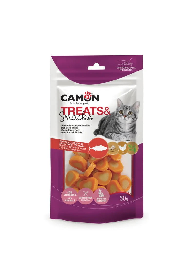 Camon Cuoricini Salmone Pollo Gatto Snack Funzionale 50g