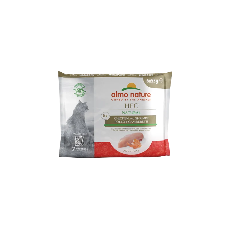 Almo Nature HFC Natural Megapack Natural Pollo e Gamberetti 6x55g