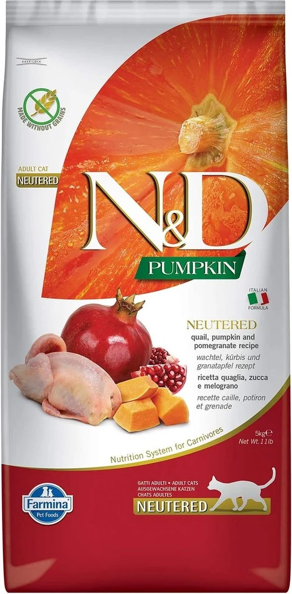 Farmina N&D Pumpkin Gatti Sterilizzati Quaglia e Melograno 5 kg