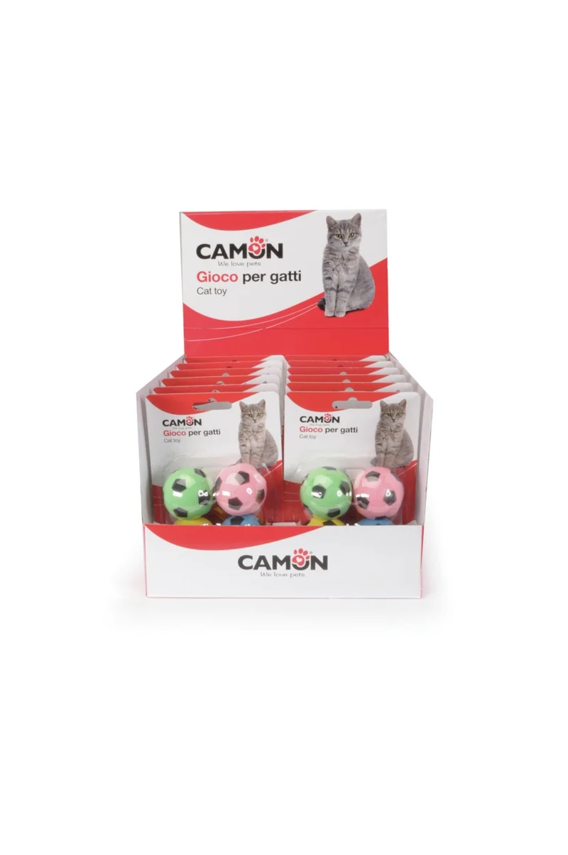 Camon Gioco Gatto 4 Palline Calcio Colorate in Lattice 3,5 cm